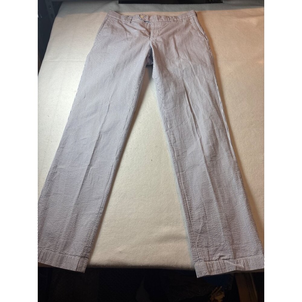 Brooks Brother Seersucker Striped Mens Pants Size 34x34 Blue & White Cotton